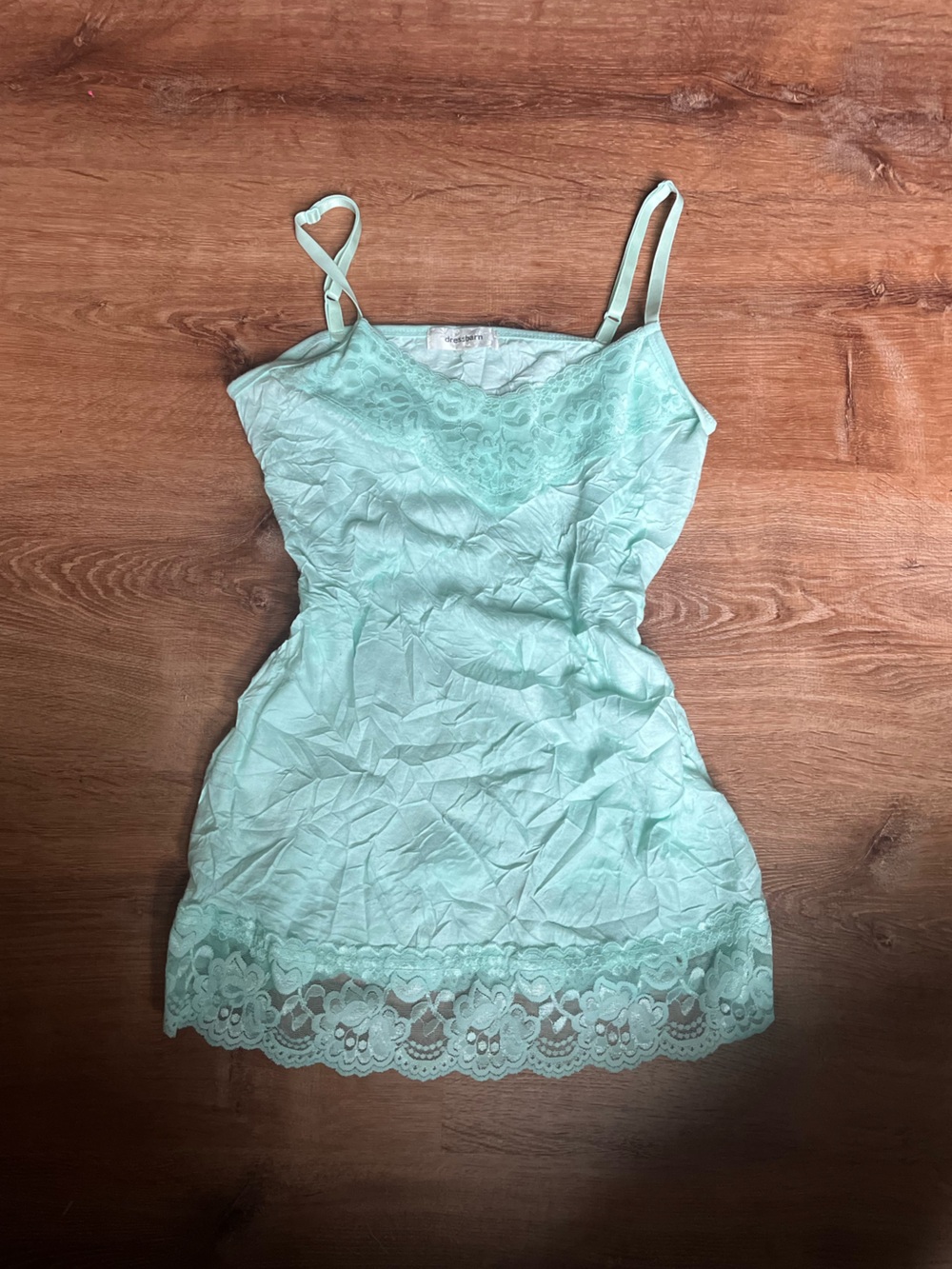 Dressbarn Mint Green Lace Chemise tank Y2K Romantic Slip Dress